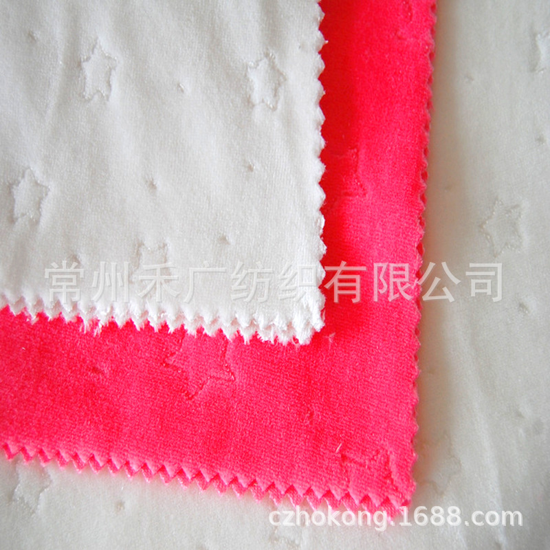 厂家供应 童装花型提花天鹅绒 童装绒布面料批发 透气 花型任意