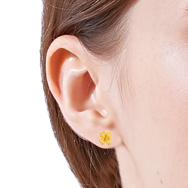 Accesorios calientes transfronterizos Vietnam arena oro flor Stud pendientes cobre puro chapado 24K oro real exquisita flor pendientes