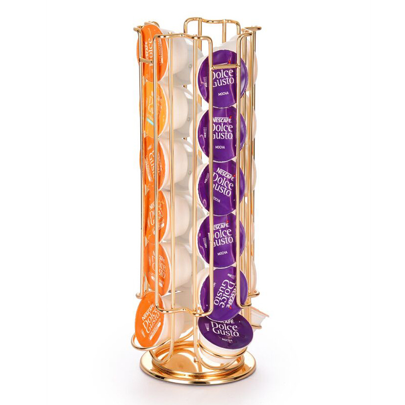 OASISWJ Oasis Hardware Wire Shelf Rotating De'Longhi Coffee Capsule Holder Tea Capsule Storage YZ1314 Gold
