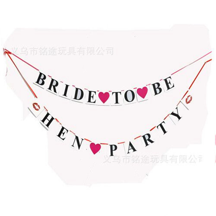 Bandera de cadena nupcial de un solo partido Bandera de tira Novia a ser Bandera de cadena de corazón de melocotón Bandera de tira de novia Bandera de cadena en stock