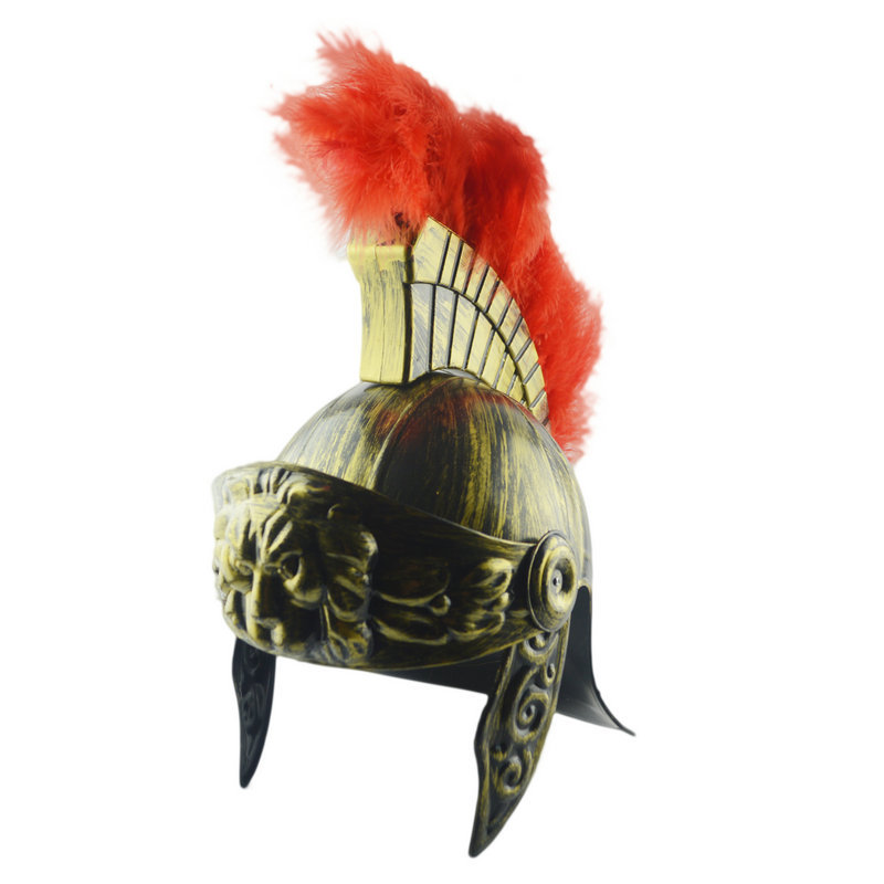 Casco de plástico Samurai sombrero de Esparta medieval antigua Roma retro Samurai Guerrero pluma León casco