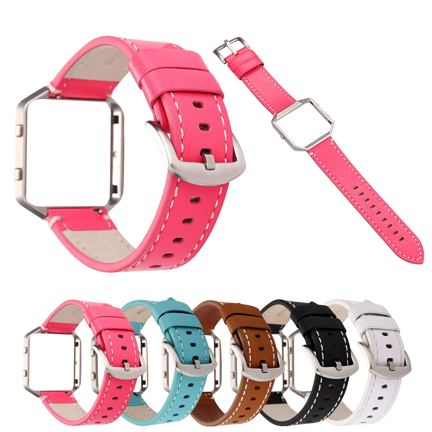 Suitable for Fitbit blze genuine leather strap fitbit genuine leather strap calf leather blze strap with frame