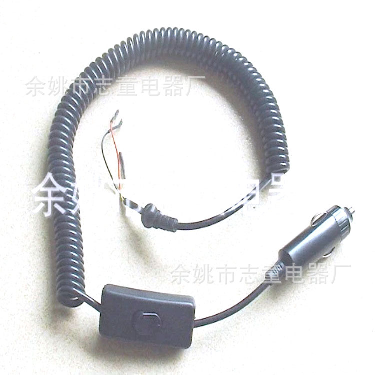 批量供应汽车点烟器车载车充电烟器抗拉伸高弹性TPU2芯黑色弹簧线