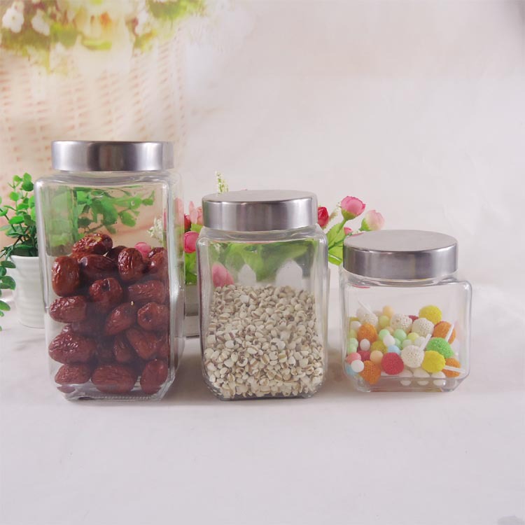 厂家直销方形密封玻璃罐茶叶储物罐子零食杂粮厨房收纳罐批发