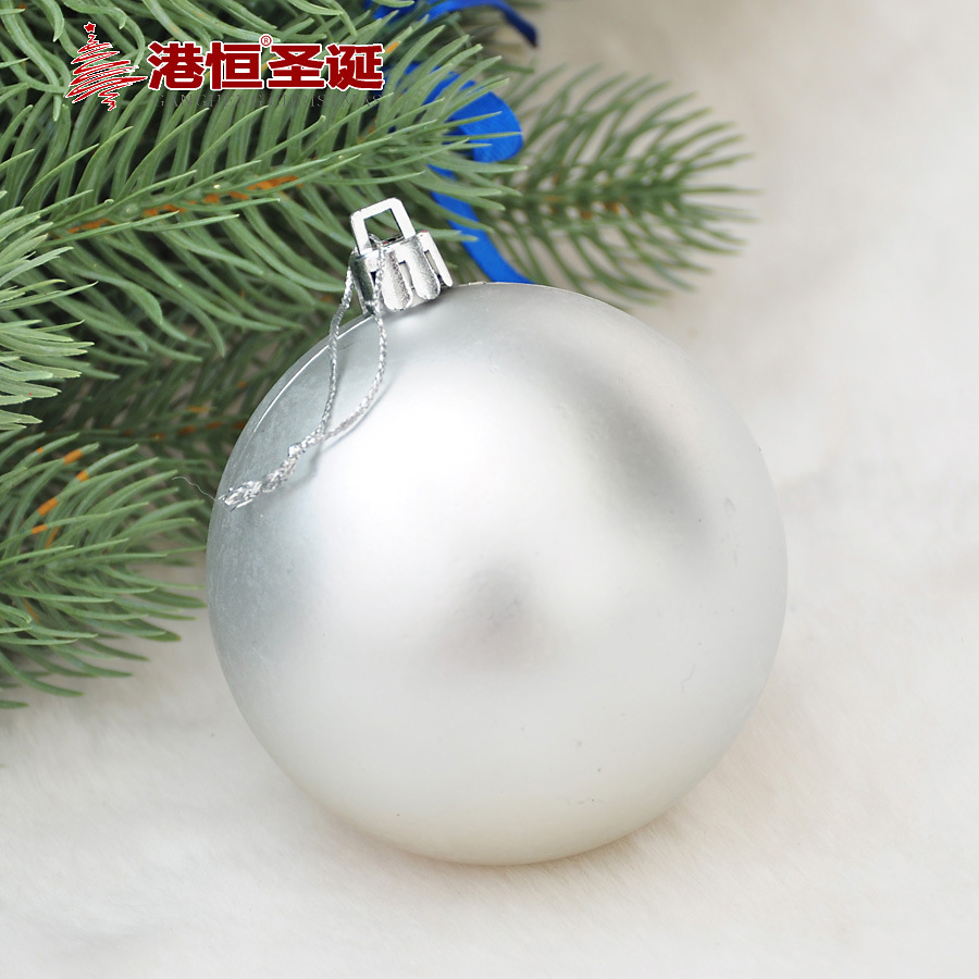 Bola de Navidad de plástico galvanizado suministros de decoración de Navidad árbol de Navidad colgante 4 cm6cm8cm Plata Mate BOLA DE Navidad