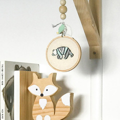 INS style Nordic wooden cartoon fox with long tail decorative piece, child's room photography prop