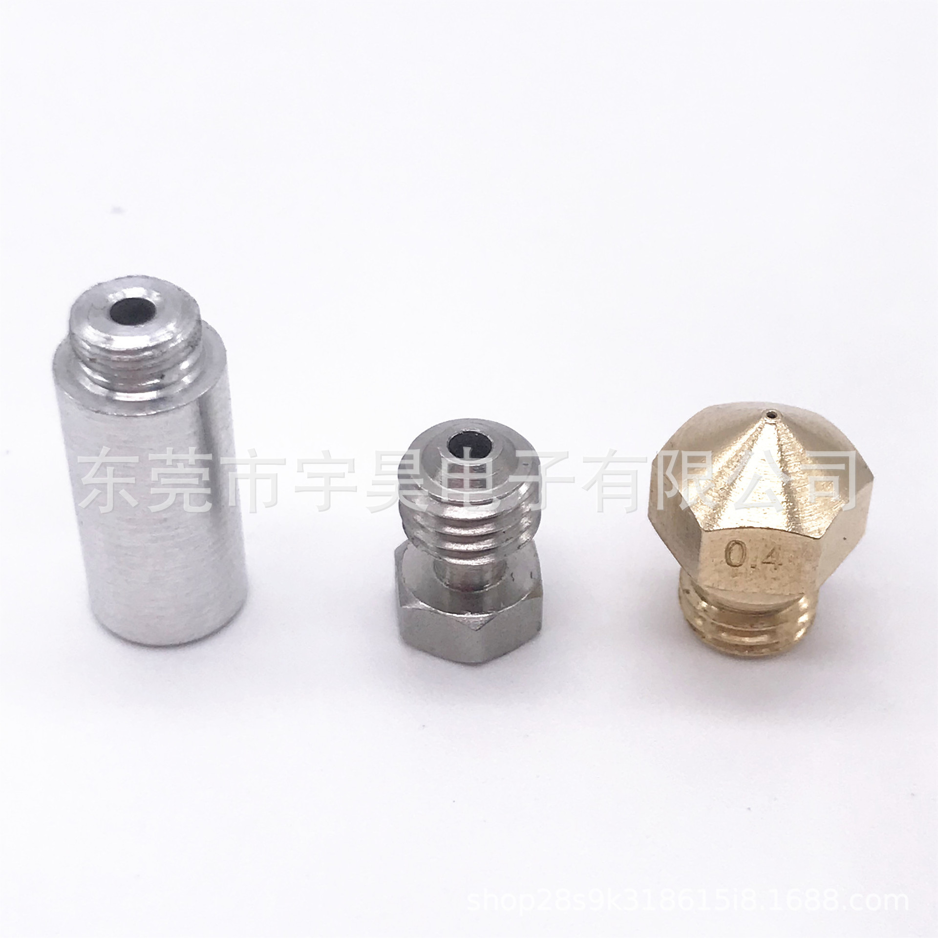 3D打印机1.75mm 0.4mm 黄铜喷嘴 MK10型全金属hotend转换套件喉管