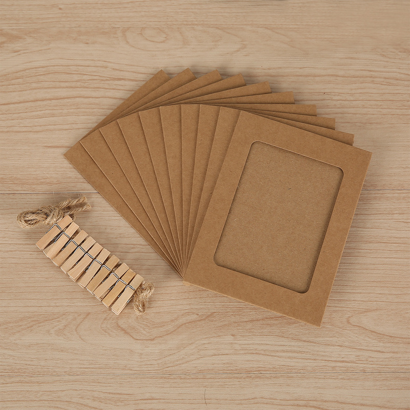 34567inch Photo Wall with Hemp Rope Clip, Pure Black Pure White Pure Kraft Paper Color, Creative Hanging Paper Photo Frame 34567inch Photo Wall with Hemp Rope Clip, Pure Black Pure White Pure Kraft Paper Color, Creative Hanging Paper Photo Frame