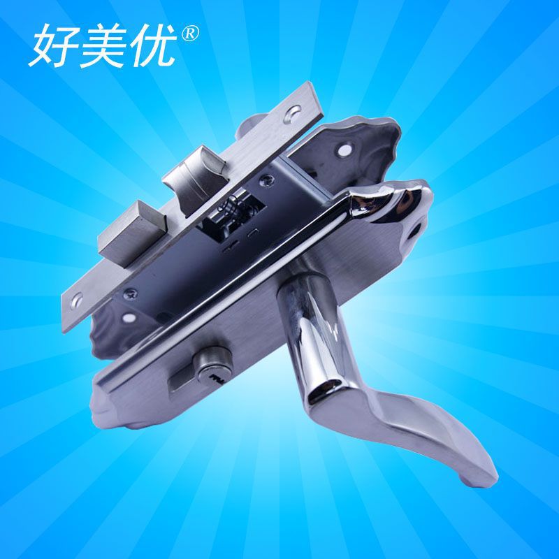 厂家直销机械室内房门锁304不锈钢面板执手锁皇冠头款式批发