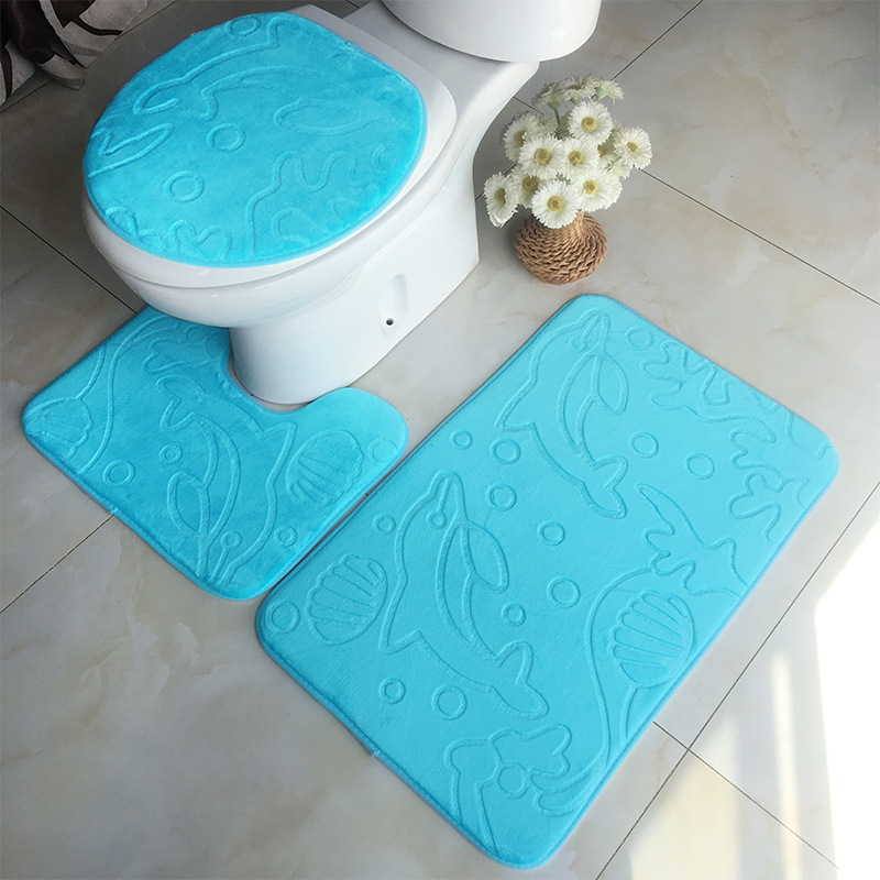 A generation of bathroom mat three-piece flannel absorbent non-slip bathtub floor mat carpet factory direct foot mat