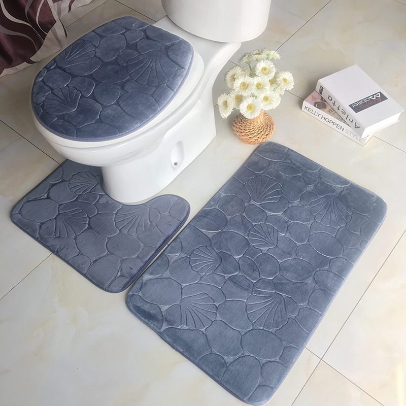 A generation of bathroom mat three-piece flannel absorbent non-slip bathtub floor mat carpet factory direct foot mat