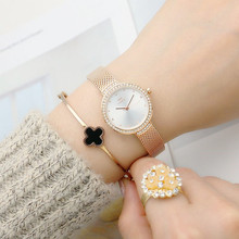 米可水钻小盘细网带女表时尚潮流女士网丝带手表石英表