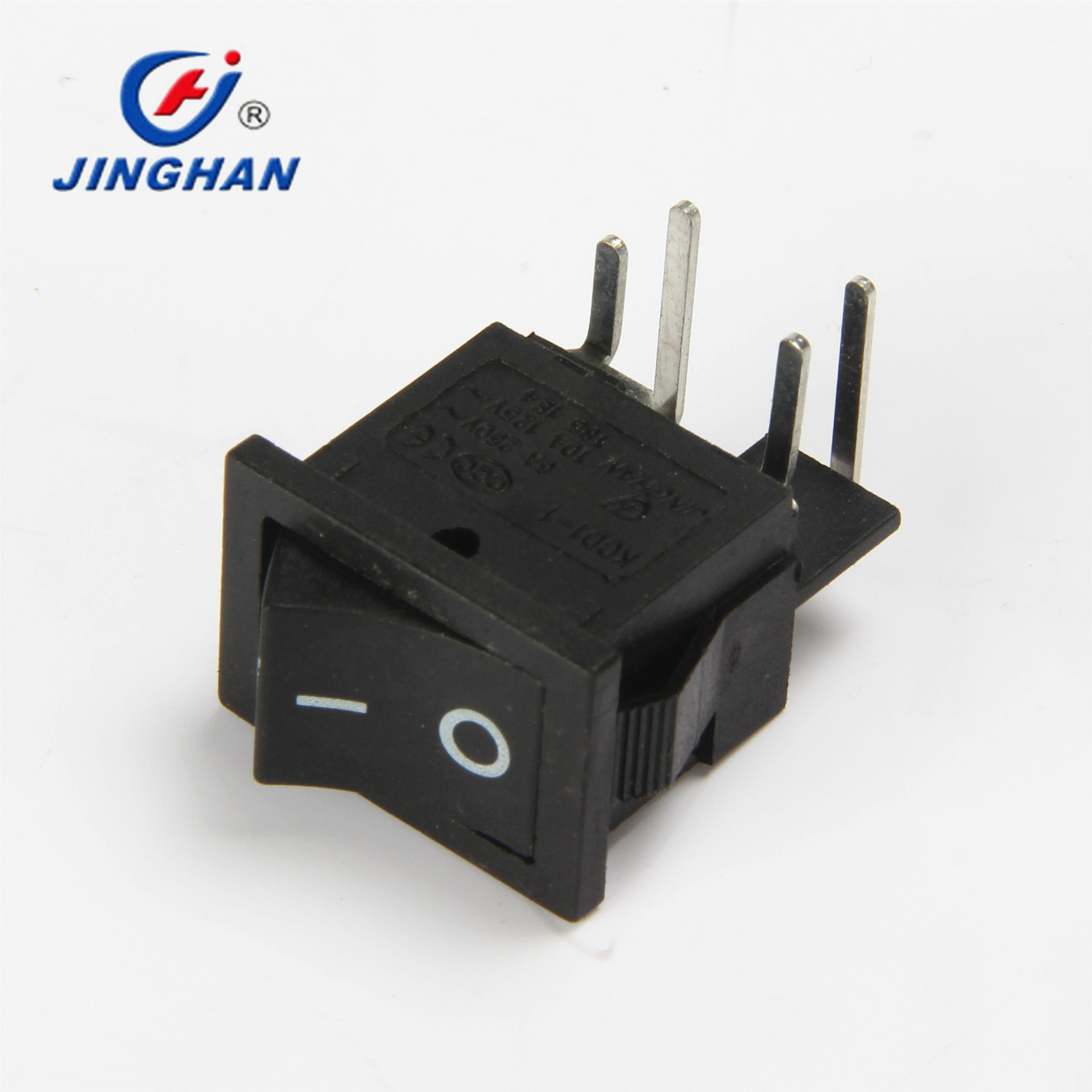 晶瀚 JINGHAN 4P两档翘板开关 弯脚开关 侧插船型开关KCD1-104L