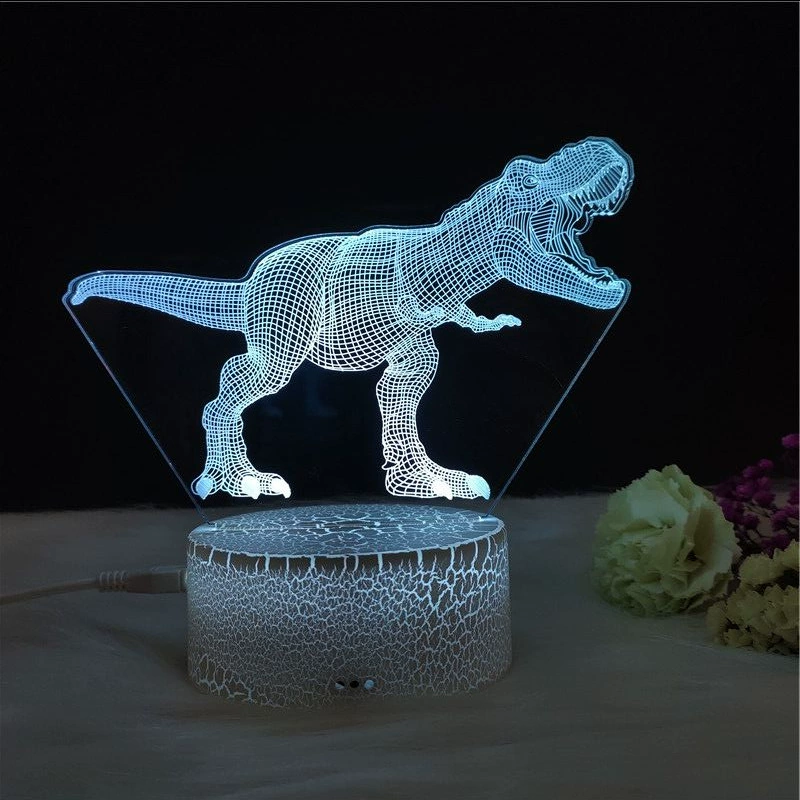 3D-динозавр светящаяся ночная лампа LED, RGB 7-цветная настольная лампа с пультом, творческий подарок