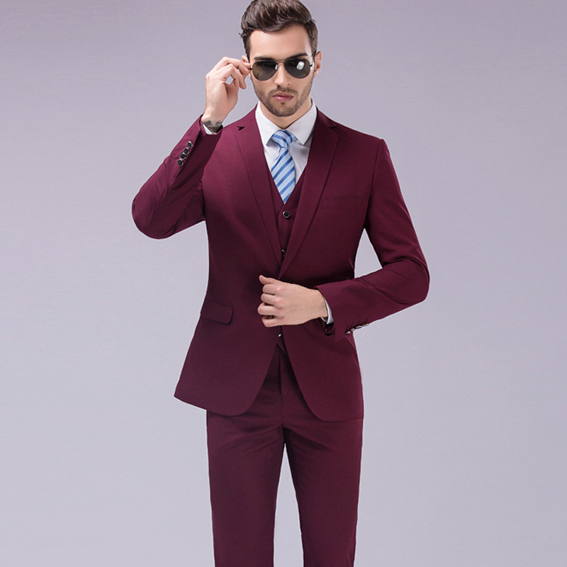 Upgraded New Thickened European Size Cross-Border Foreign Trade Men's Suit Set, Korean Style Slim Fit Men's Suit Set, Three-Piece Set