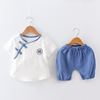 Shirt for boys, summer set, children's summer clothing, cotton and linen, Korean style, children's clothing