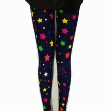 彩色星星印花外穿秋季打底裤女百搭显瘦弹力薄款牛奶丝九分裤