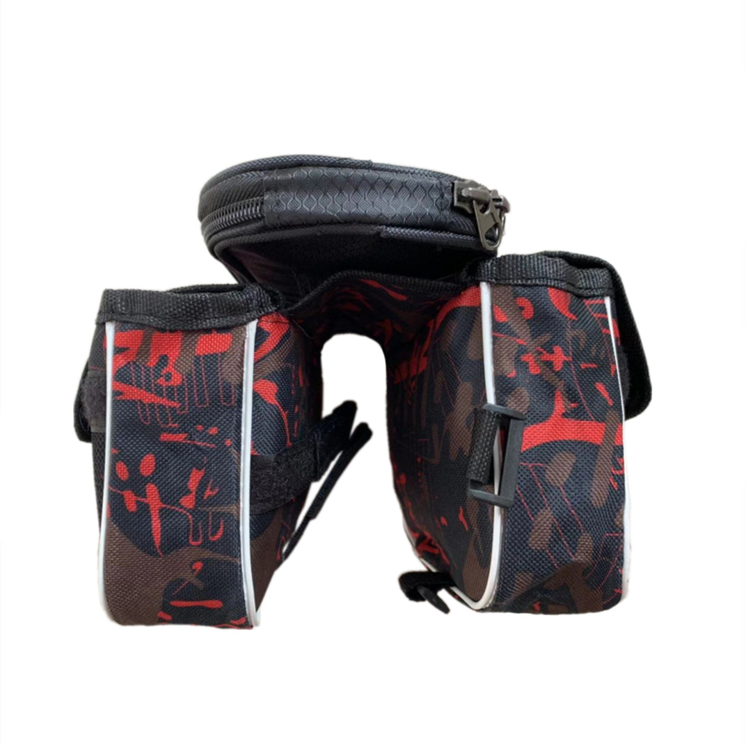 Bolsa de haz frontal de bicicleta de montaña bolsa de teléfono móvil de pantalla táctil de camuflaje con cubierta de lluvia tubo superior bolsa frontal de coche desmontaje portátil