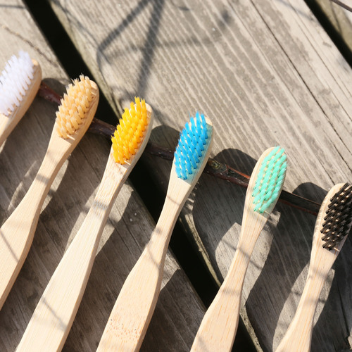 Colorful soft bristle bamboo toothbrush, wooden handle toothbrush, bamboo, non-disposable soft bristle toothbrush, handle can be engraved with logo
