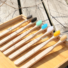Colorful soft bristle bamboo toothbrush, wooden handle toothbrush, bamboo, non-disposable soft bristle toothbrush, handle can be engraved with logo