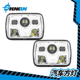 适用于5X7吉普前照灯 JEEP大灯卡车大灯 Led方形80W远近光带日行