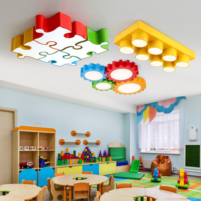 LED ceiling light with gears for children's room