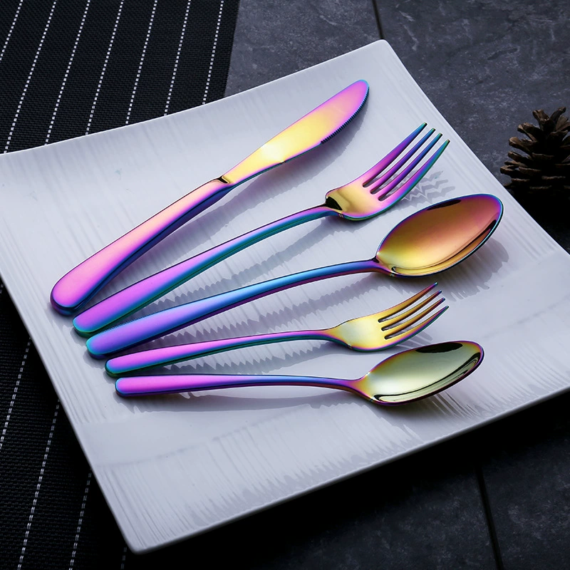 Elegant tableware, set stainless steel for hotel, mirror effect
