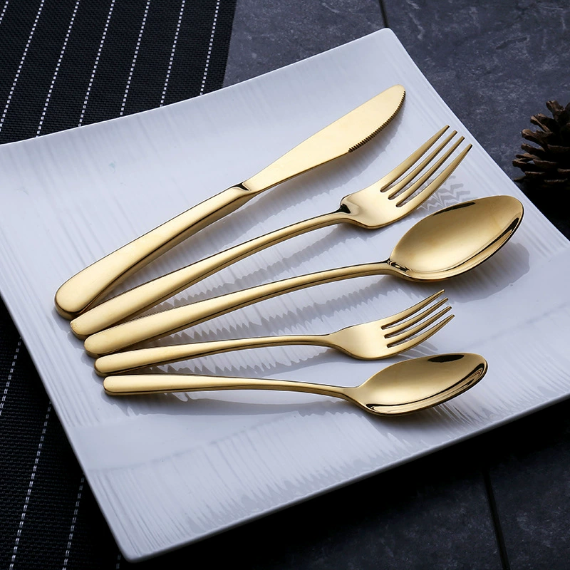 Elegant tableware, set stainless steel for hotel, mirror effect