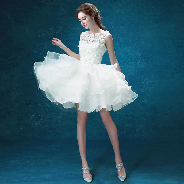 White Lace 2025 New Short Bridal Wedding Dress Dinner Annual Meeting Host Bridesmaid Sister Group Small Dress for Women White Lace 2025 New Short Bridal Wedding Dress Dinner Annual Meeting Host Bridesmaid Sister Group Small Dress for Women