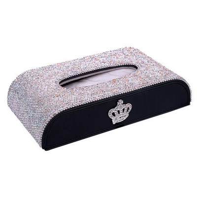 Crown Diamond Car Tissue Box Internet Celebrity Goddess Car Tissue Box Creative Cute Cartoon Car Napkin Cover (Car tissue box/set) - new-crown-tissue-box
