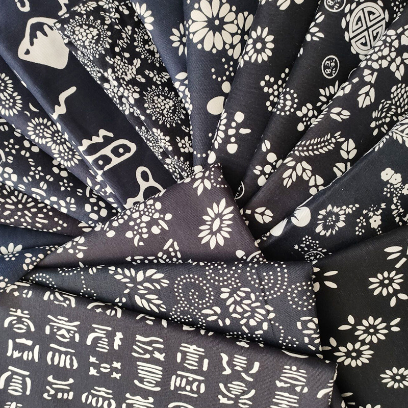 乌镇蓝印花布 加厚棉布青花面料 中国风布料 仿蜡染民族桌布窗帘