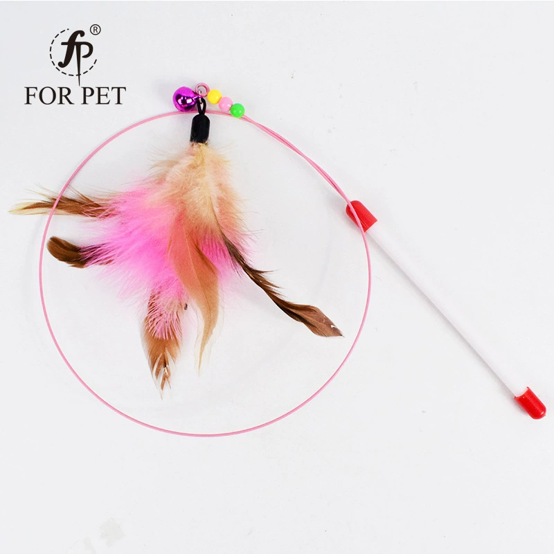 2019 прямые продажи с фабрики игрушка для кошек высокая прочность Металлическая стальная проволока забавная кошачья палочка Интерактивная с колокольчиком перо забавная кошачья палка