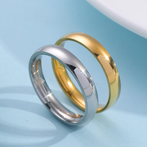 Cross-border accessories Titanium steel ring 4mm arc glossy couple stainless steel exquisite plain ring jewelry manufacturer for women