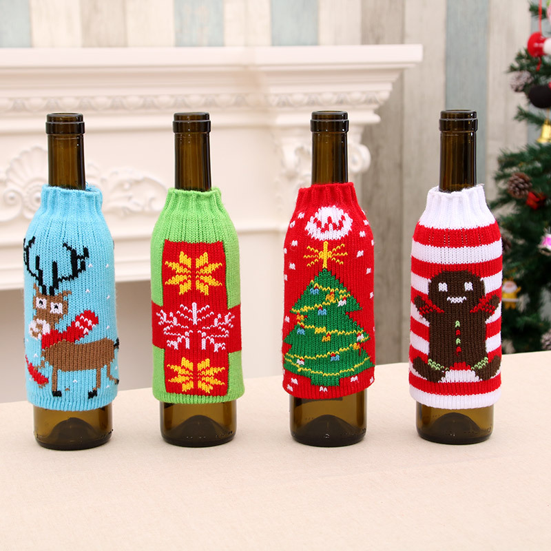 Navidad suministros para el hogar de alta gama de punto de Navidad cubierta de la botella de cerveza de Navidad botella de cerveza decoración cubierta de la botella de vino