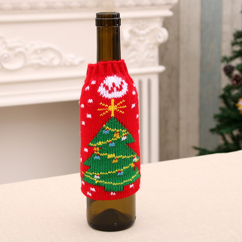 Navidad suministros para el hogar de alta gama de punto de Navidad cubierta de la botella de cerveza de Navidad botella de cerveza decoración cubierta de la botella de vino