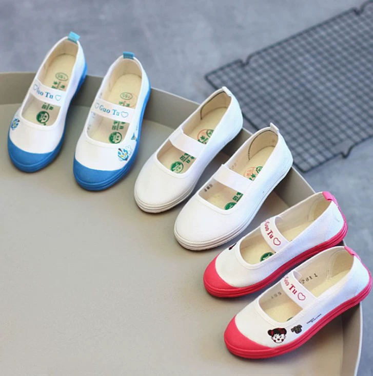 Детская танцевальная обувь Qingdao Global Guotu для мальчиков и девочек, Белая обувь, парусиновая обувь, гимнастическая обувь, белые кроссовки, спортивная обувь