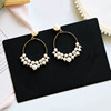 Silver needle, long fashionable earrings from pearl, silver 925 sample