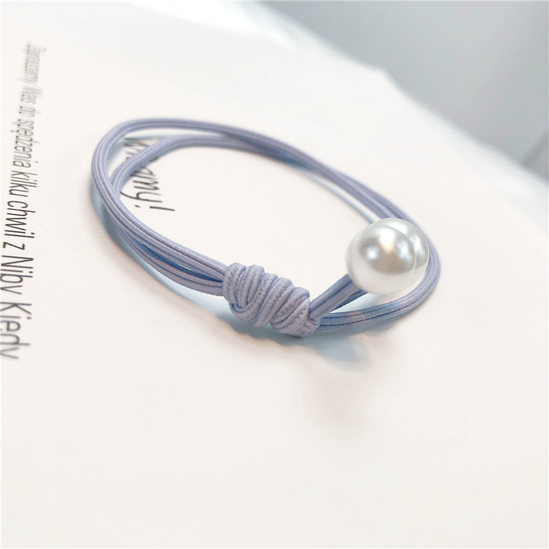 Japón y Corea del Sur lindos anillos de cabello azul pálido chicas amorosas cuerdas de cabeza nudo arco de perlas cordón de goma cuerdas de cabello