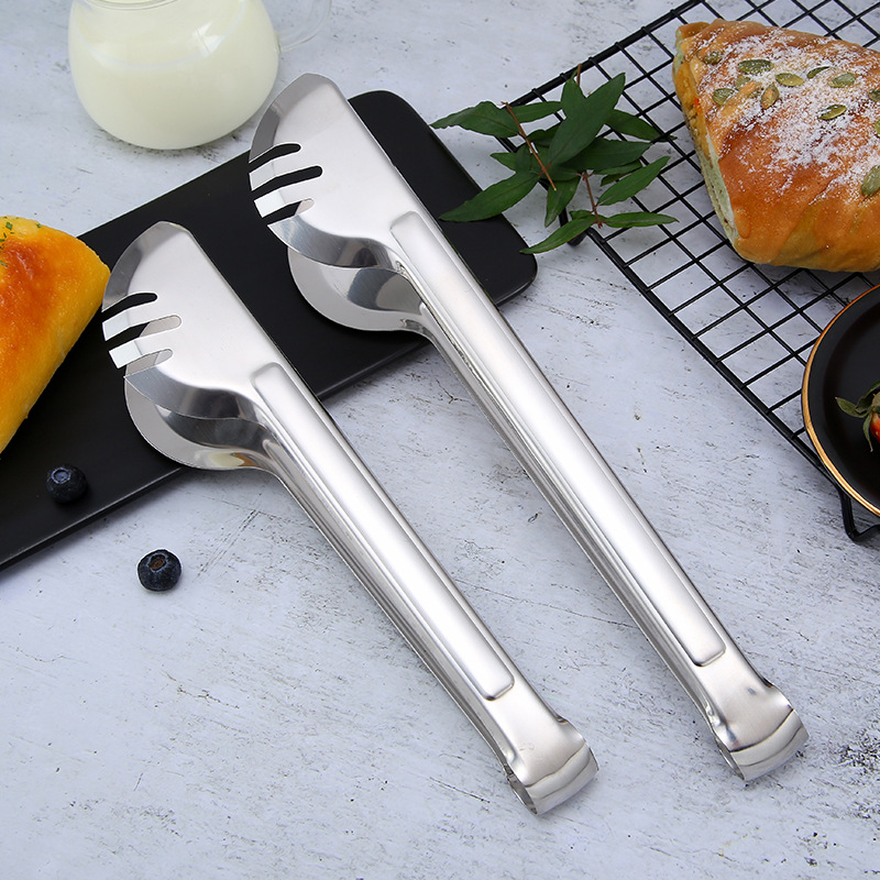 [Longxiang Kitchenware] Stainless Steel Bread Tongs Multi-Purpose Barbecue Buffet Tongs Semi-Circular Food Tongs Kitchen Tongs