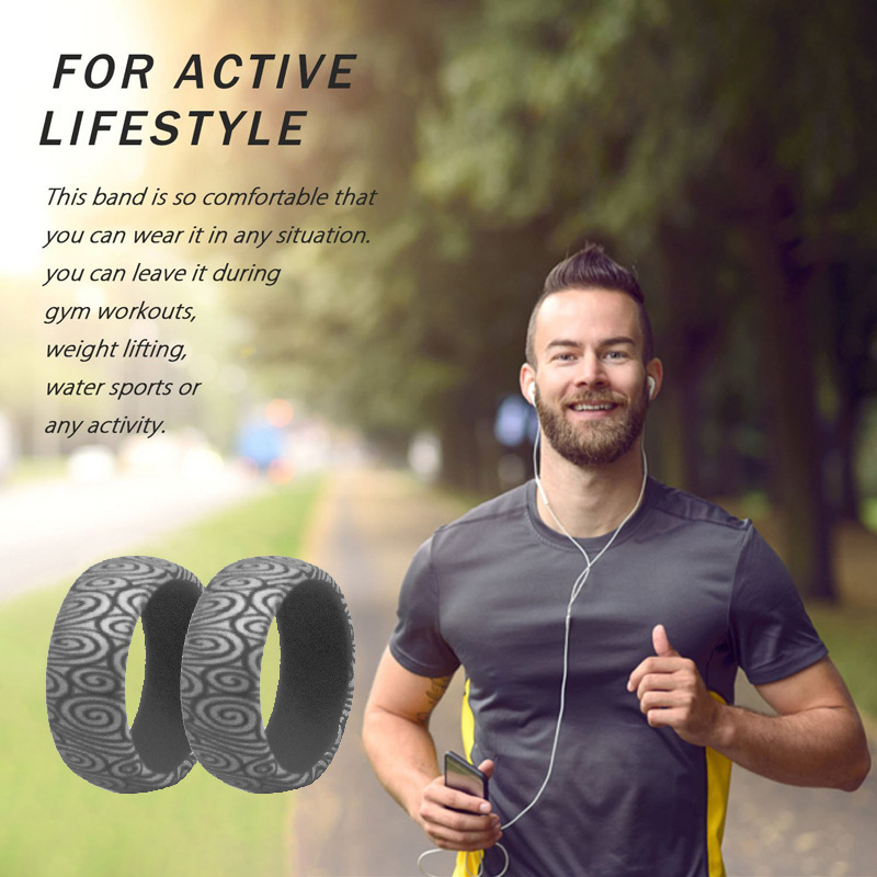 Cross-Border New 8.7mm wide Xiangyun Simple Men's silicone ring sports fitness ring DIY jewelry wholesale