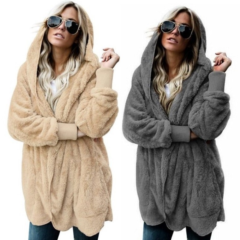 Cross-border women's clothing Amazon popular autumn and winter woolen warm cotton-padded coat mid-length double-sided anti-fur coat