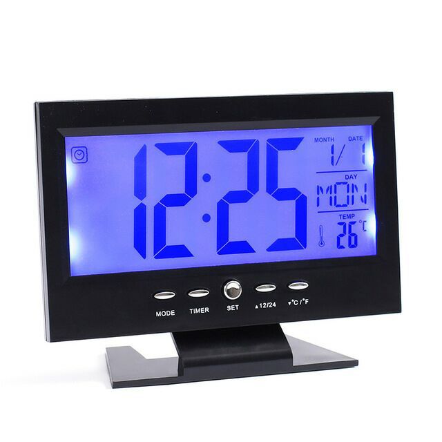 Cross-Border Large-Screen Electronic Alarm Clock Smart Creative Voice-Controlled Luminous Date Clock Thermometer Perpetual Calendar Alarm Clock