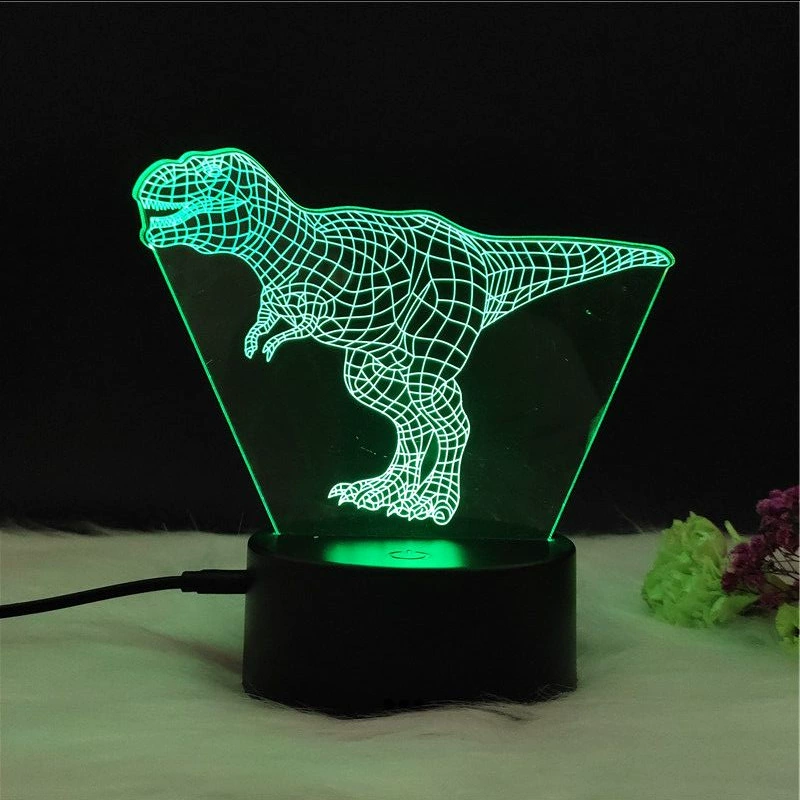 3D-динозавр светящаяся ночная лампа LED, RGB 7-цветная настольная лампа с пультом, творческий подарок