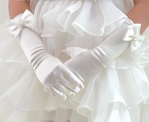 Flower Girl Wedding Gloves Children's Dress Accessories Bows Performance Yinuofang Factory Direct Sales
