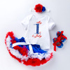 Children's cartoon bodysuit, footwear, set, 0-2 years, with short sleeve, tutu skirt, 4 piece set, children's clothing