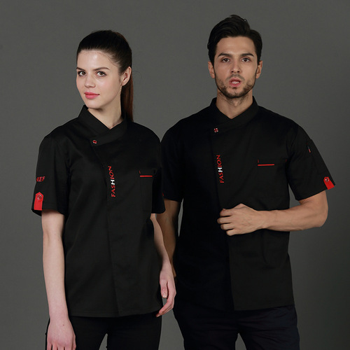 White work clothes barbecue canteen kitchen breathable sweat-wicking chef clothes hotel western restaurant spring and summer short-sleeved work clothes