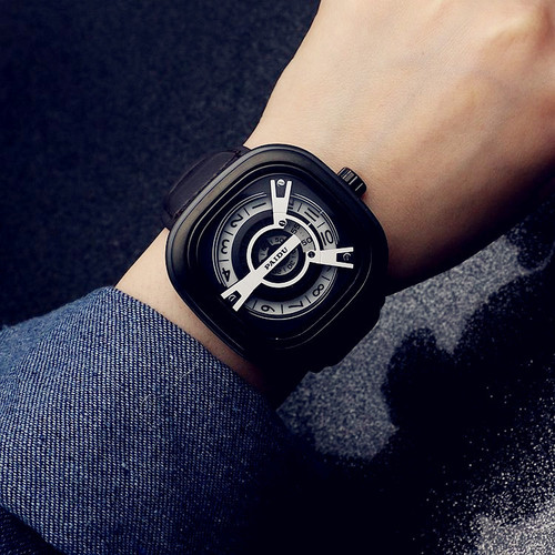 Punk style square turntable boys' watch, trendy men's turntable fashion watch, versatile belt, quartz watch, foreign trade watch