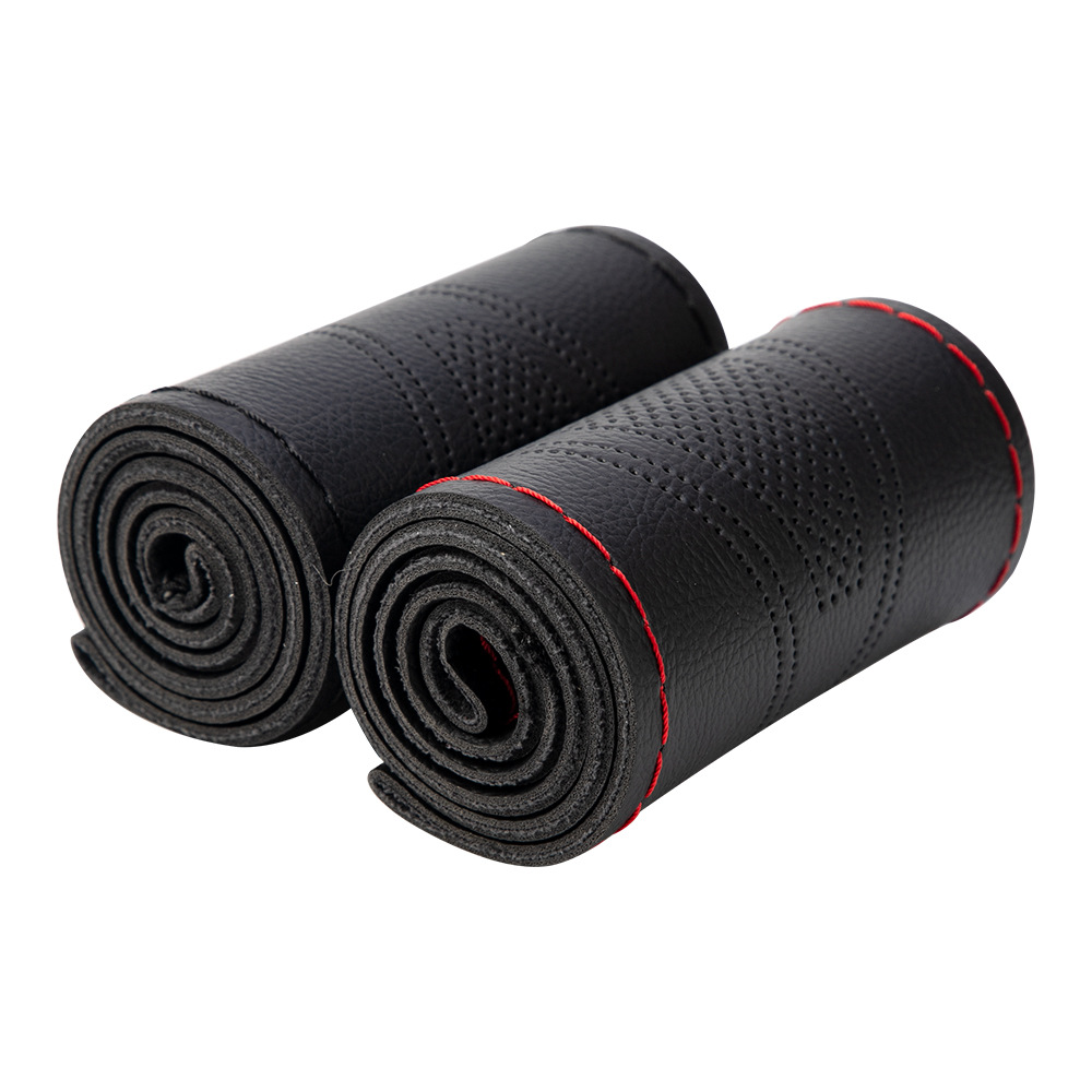 厂家批发 整版压花手缝方向盘套 四季通用柔软防滑超纤皮手缝把套