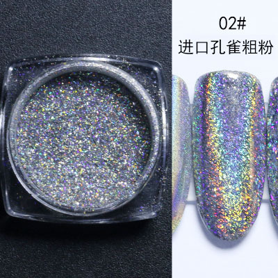 Internet de la celebridad de flash importado polvo de láser de uñas de joyería ultrafina Aurora polvo de pavo real pieza de clavo adornado polvo fino fragmento de lentejuelas