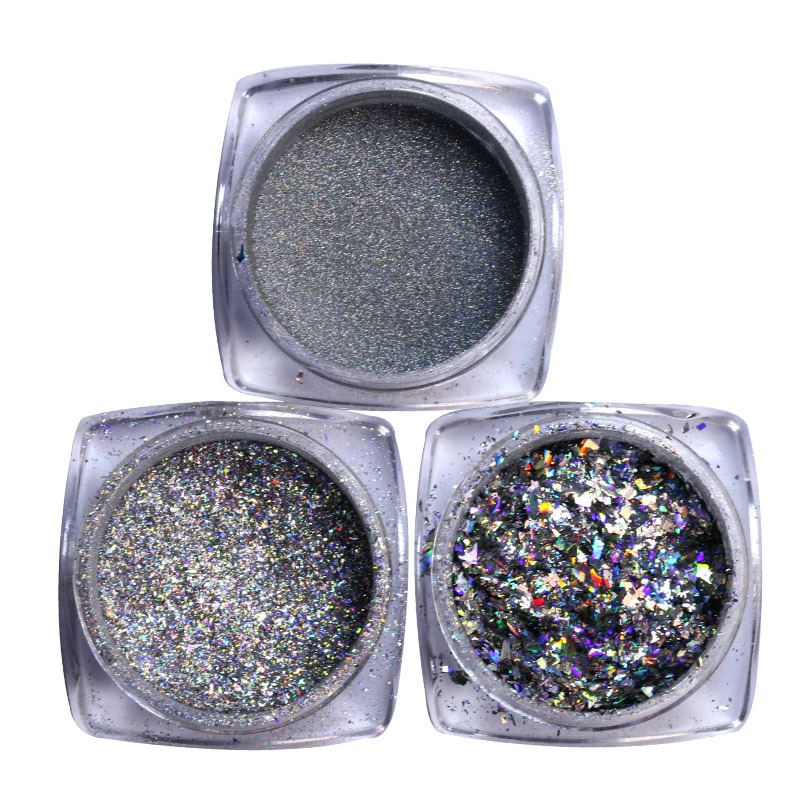 Internet de la celebridad de flash importado polvo de láser de uñas de joyería ultrafina Aurora polvo de pavo real pieza de clavo adornado polvo fino fragmento de lentejuelas